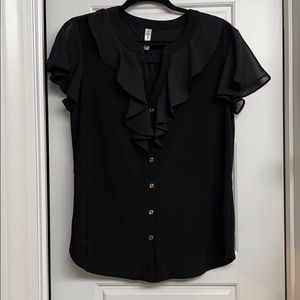 Black ruffle blouse